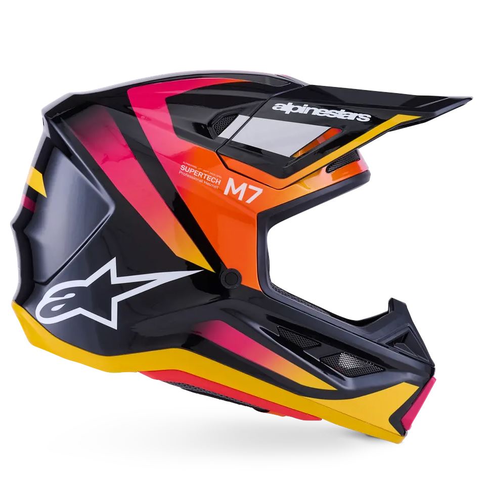 Alpinestars 2026 SM7 Rise Motocross Helmet Black Yellow Pink