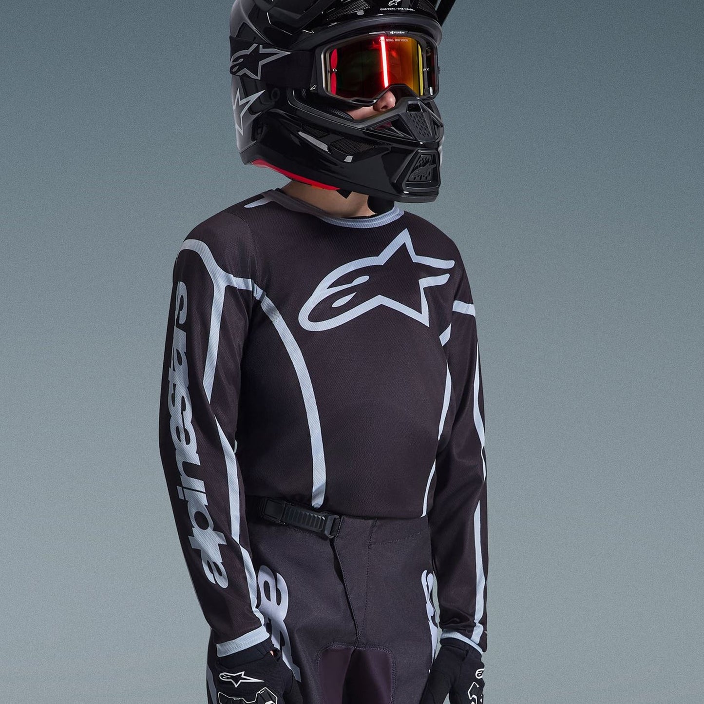 Alpinestars 2026 Youth Fluid Apex Motocross Jersey Black Grey