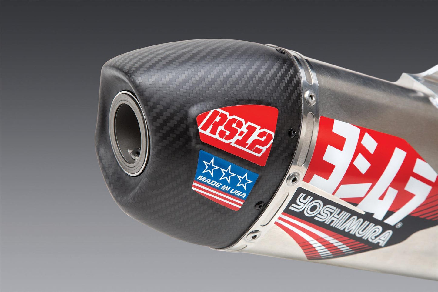 Yoshimura RS-12 Full Exhaust System Stainless Aluminium Carbon Cap For Motocross Enduro Motorcycles