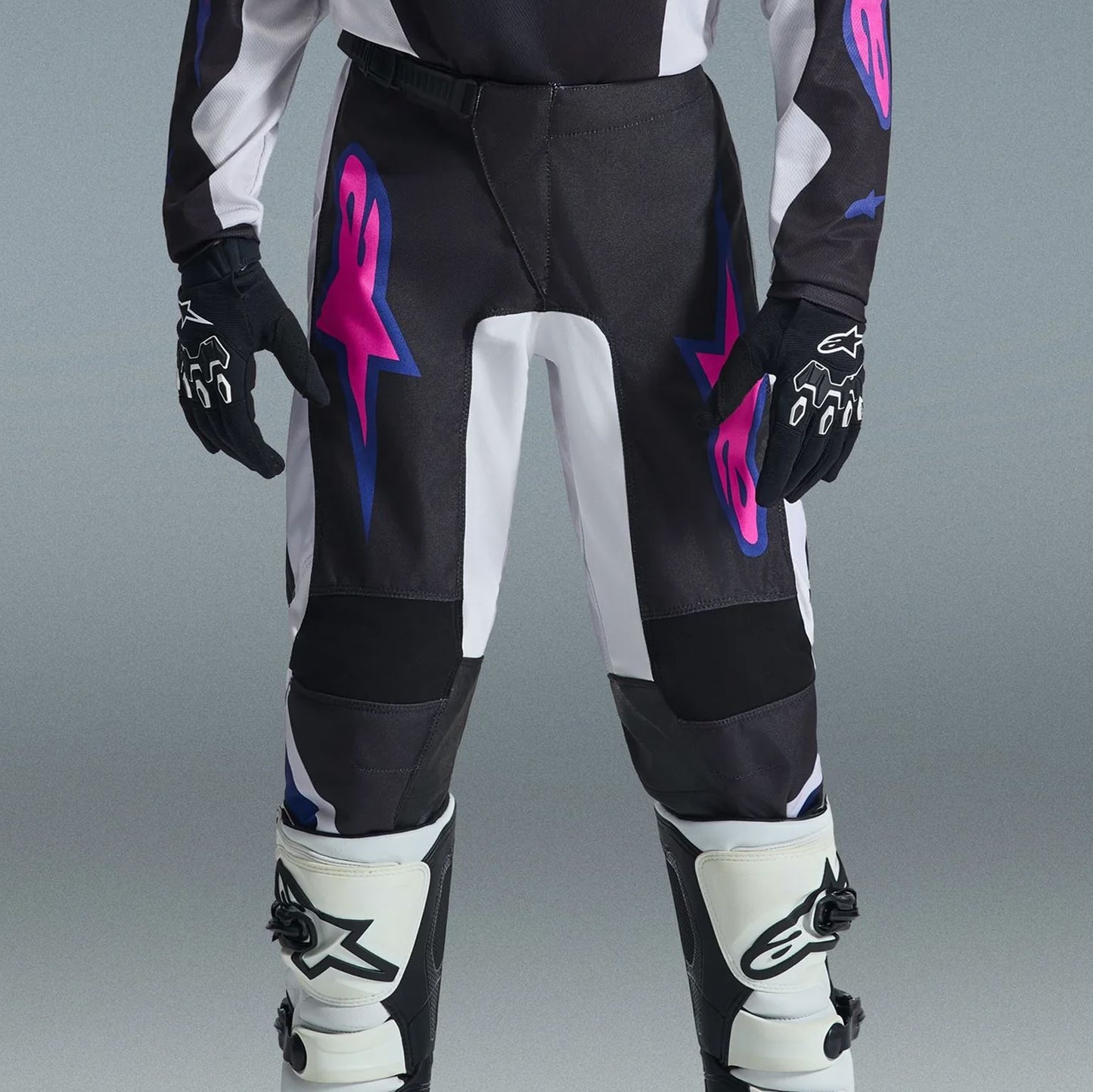 Alpinestars 2026 Youth Fluid Grid Motocross Pants Black Light Grey Purple
