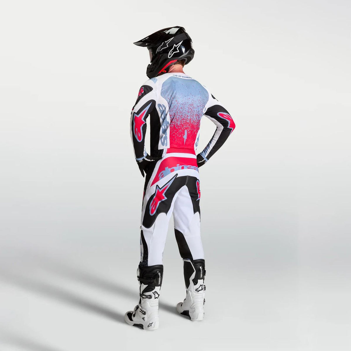 Alpinestars 2027 Fluid Drag MX Combo Kit Black White Light Blue Red Fluo