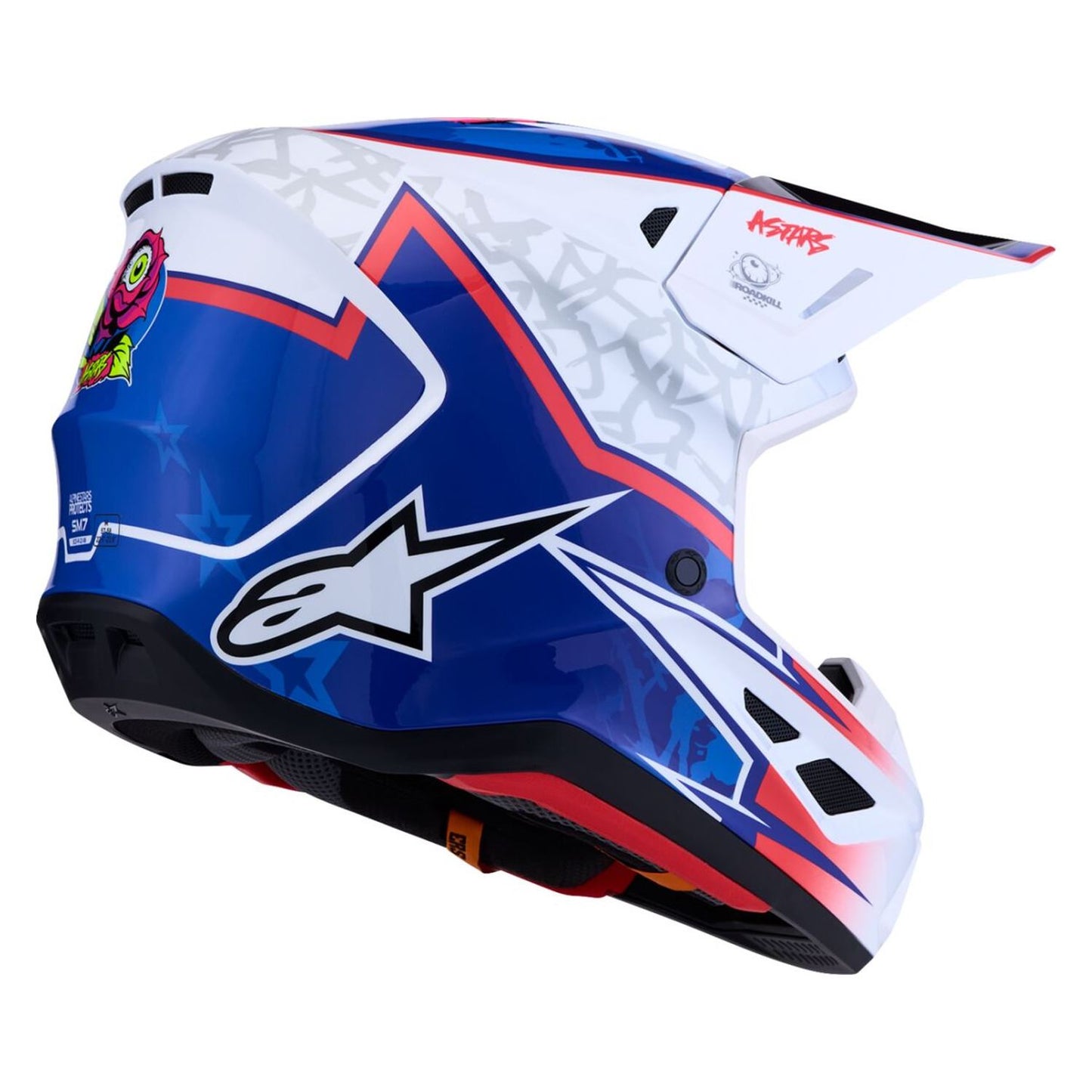 Alpinestars 2027 S-M7 Blaster MX Helmet White Blue Red