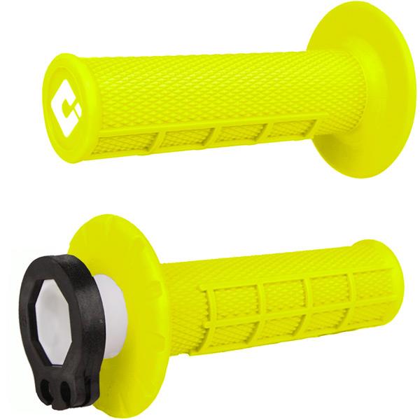 ODI Half Waffle MX Lock-On Grip Set Flo-Yellow For Kawasaki KLX 300 2010-2025