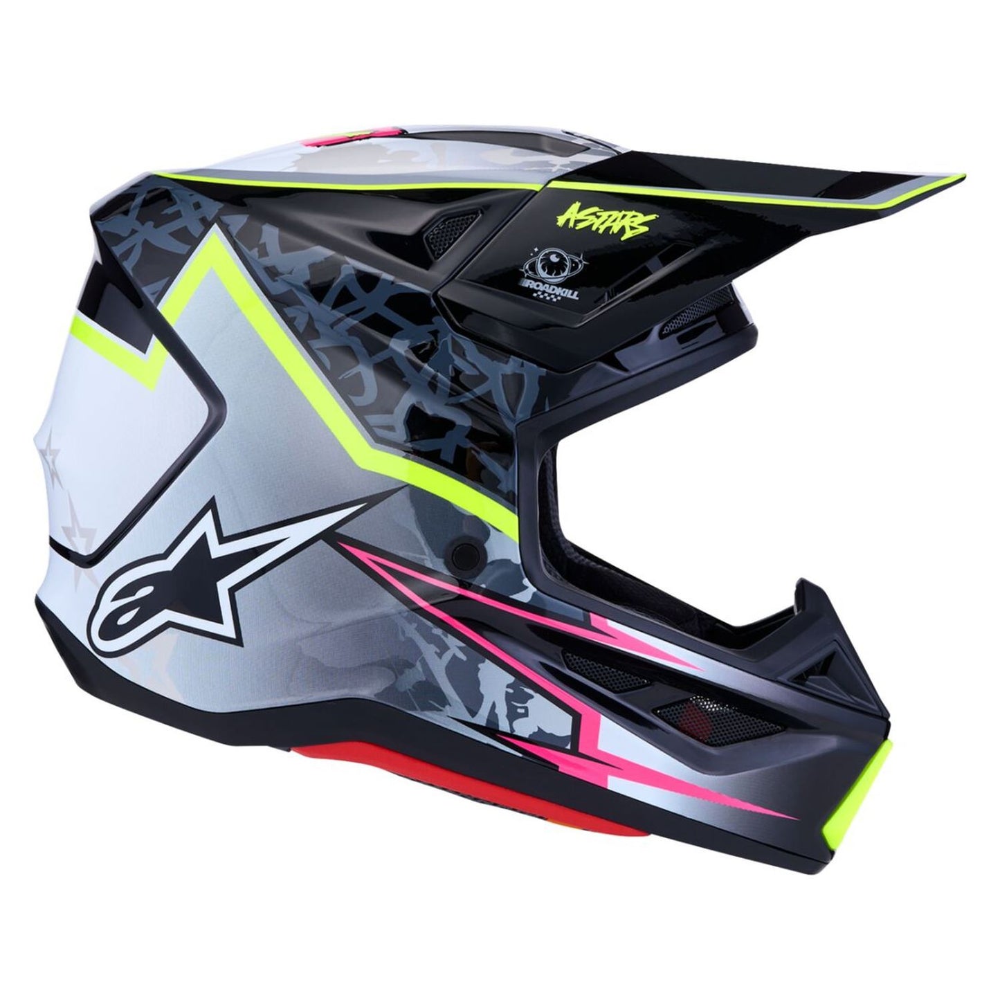 Alpinestars 2027 S-M7 Blaster MX Helmet Black Grey Yellow Fluo