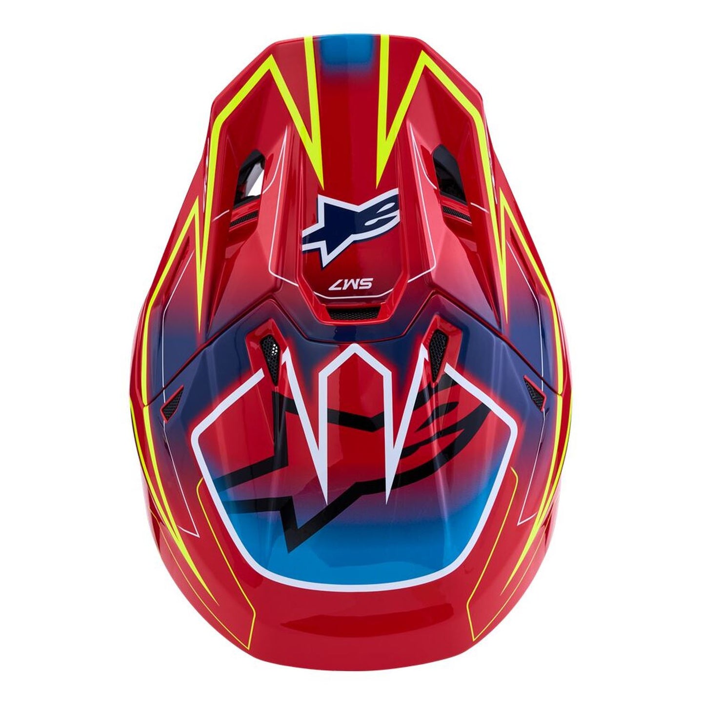 Alpinestars 2027 S-M7 Cast MX Helmet Red Yellow Fluo Blue
