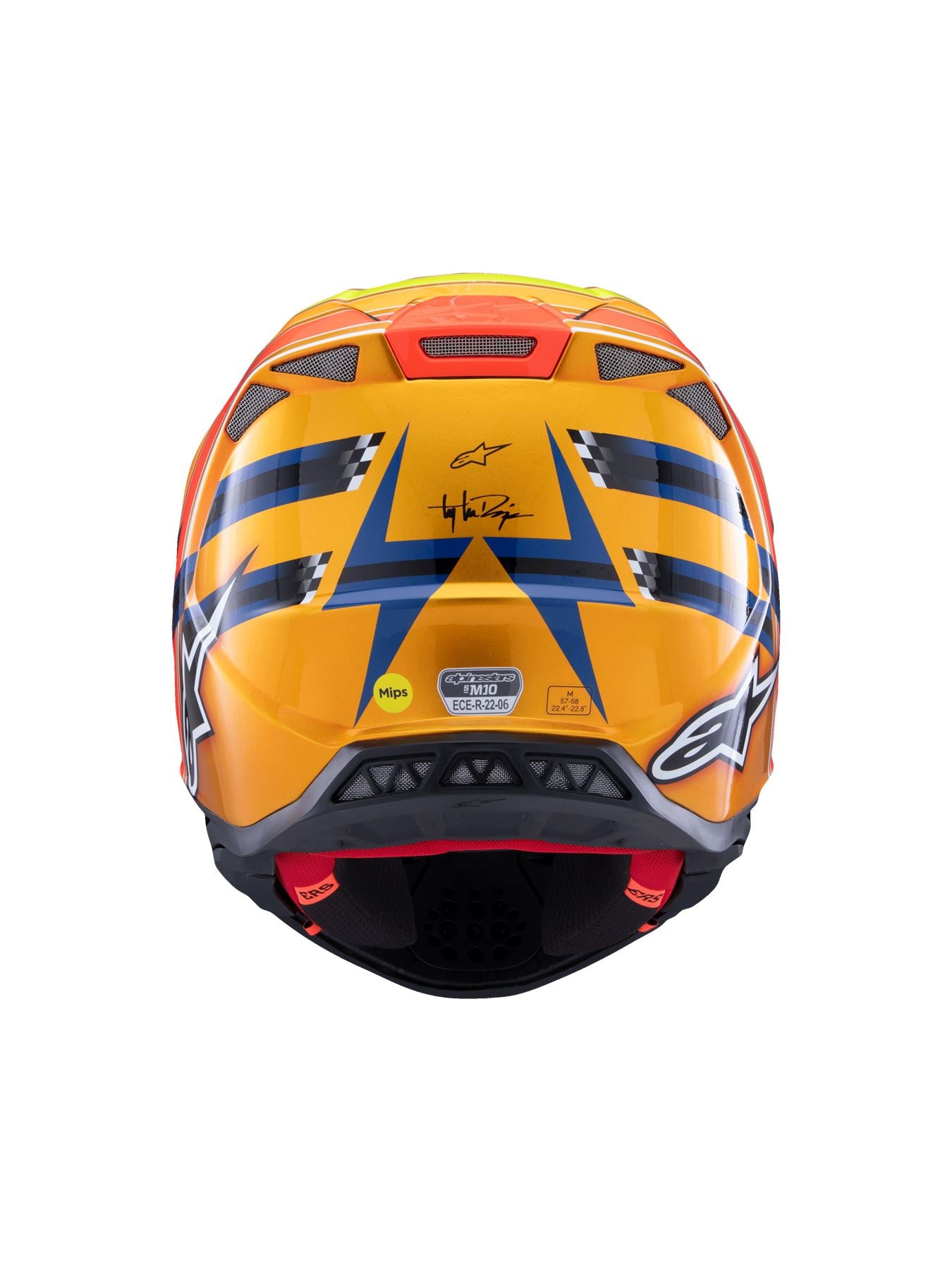 Alpinestars 2026 TLD LImited Edition SM10 Motocross Helmet Dark Blue Orange Yellow Fluo Red Gloss