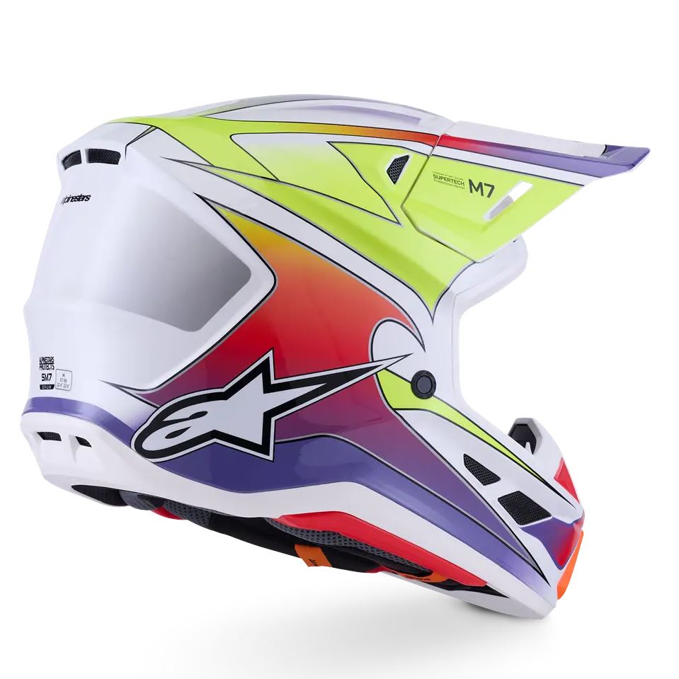 Alpinestars 2026 SM7 Fuse Motocross Helmet White Yellow Flo Purple