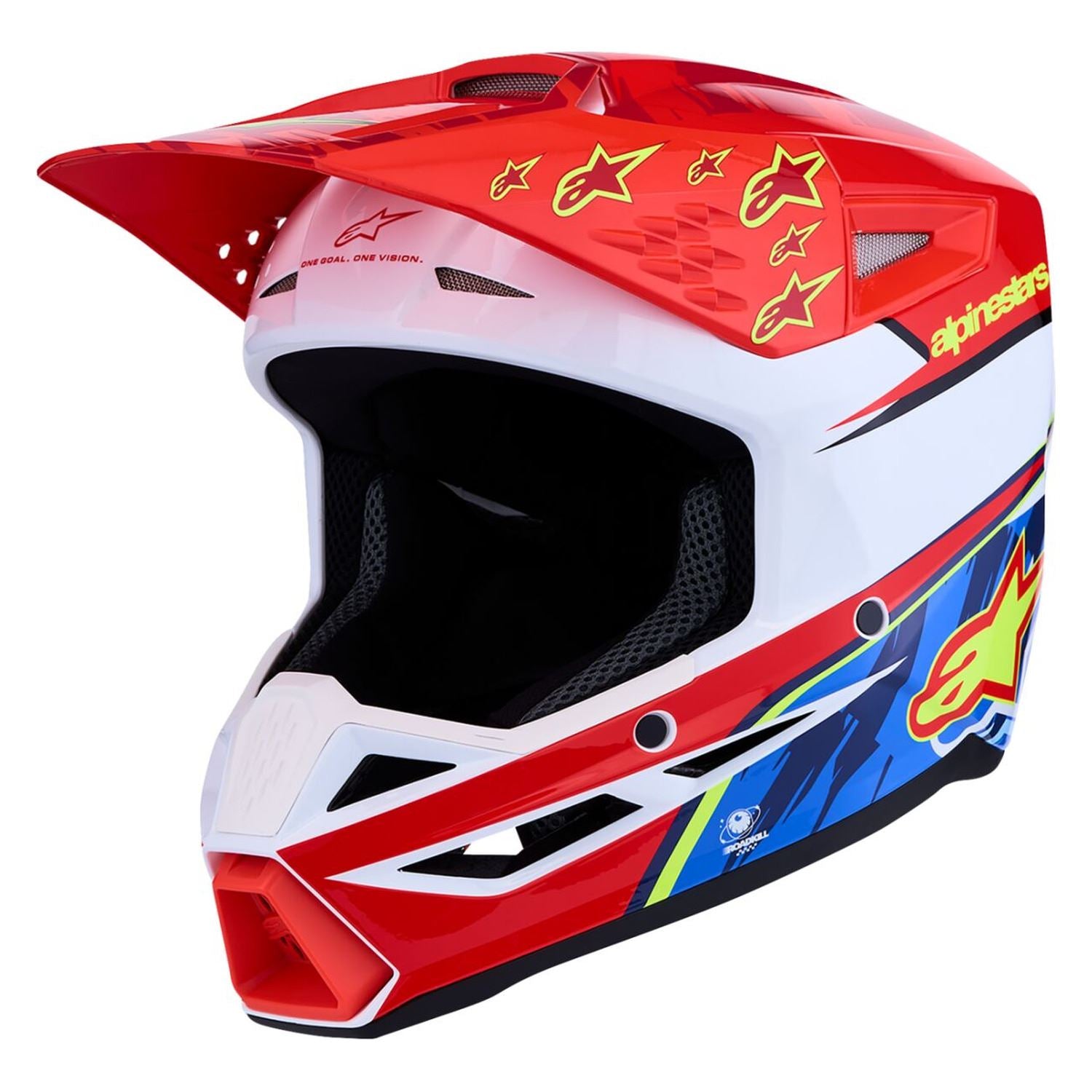 Alpinestars 2027 S-M3 Youth Falcon MX Helmet Red White Blue Yellow Flou
