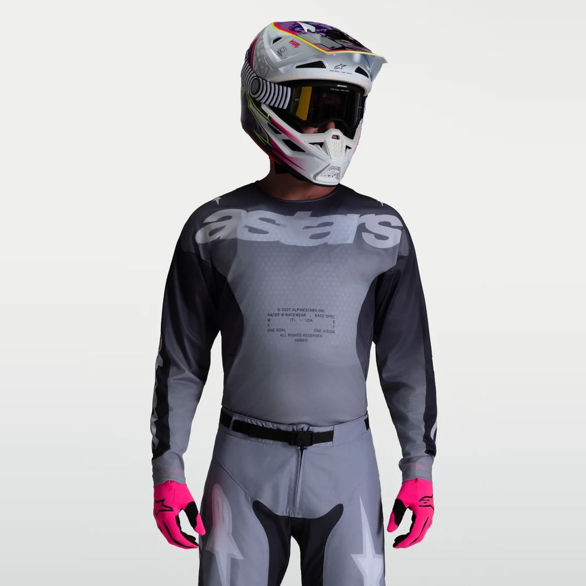Alpinestars 2027 Racer Amber MX Jersey Graystone Cold Gray Light Lilac