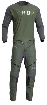 Thor 2026 Terrain Green Charcoal Enduro Jersey & In The Boot Pants Combo Kit