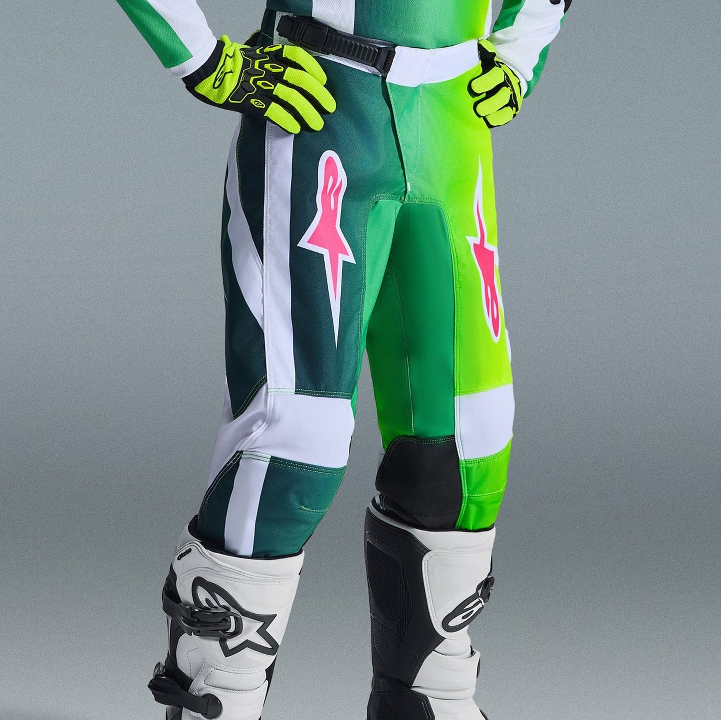 Alpinestars 2026 Youth Fluid Portl Motocross Pants Green White Black