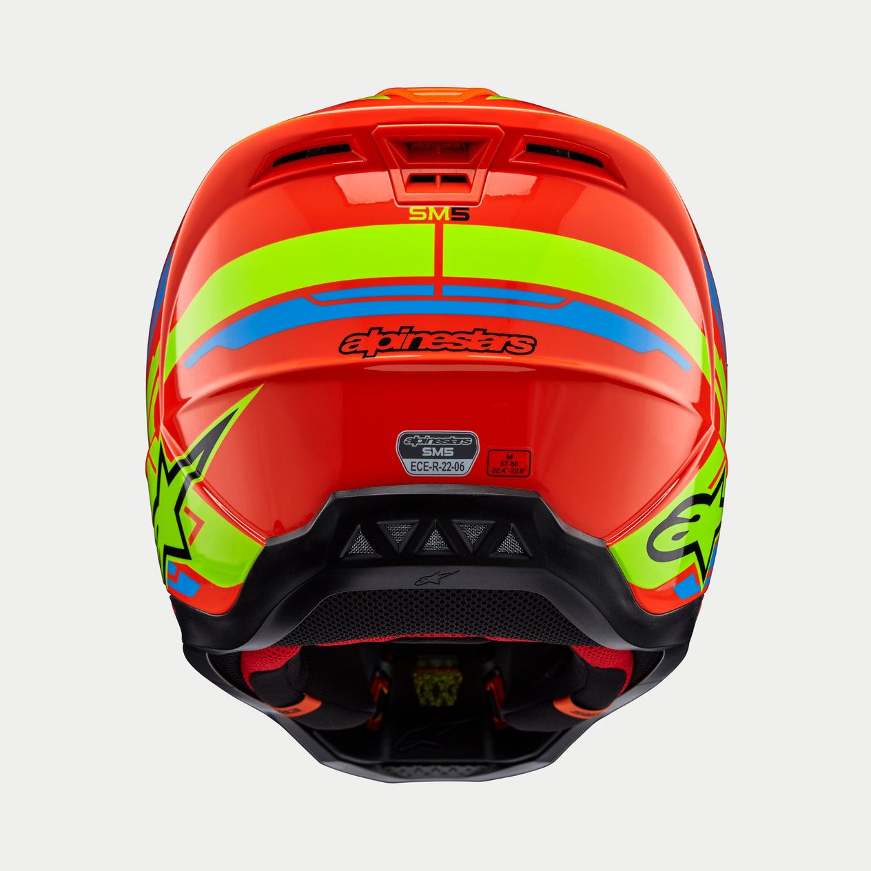 Alpinestars 2026 Supertech SM5 Orange Fluo Cyan Yellow Fluo Glossy Motocross Helmet