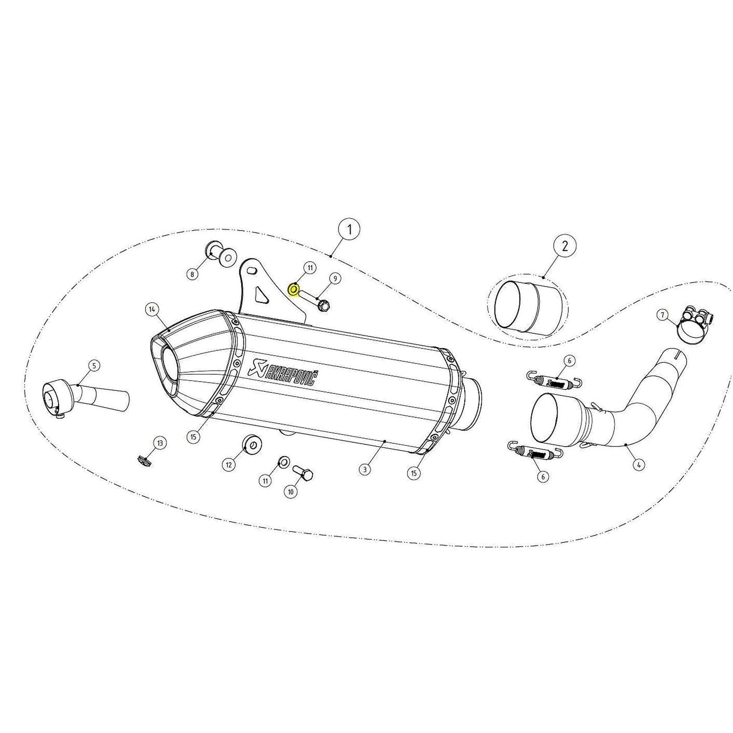 Akrapovic Stainless Steel Exhaust Washer For Kawasaki H2 1000 SX ABS SE+ Ninja 2019