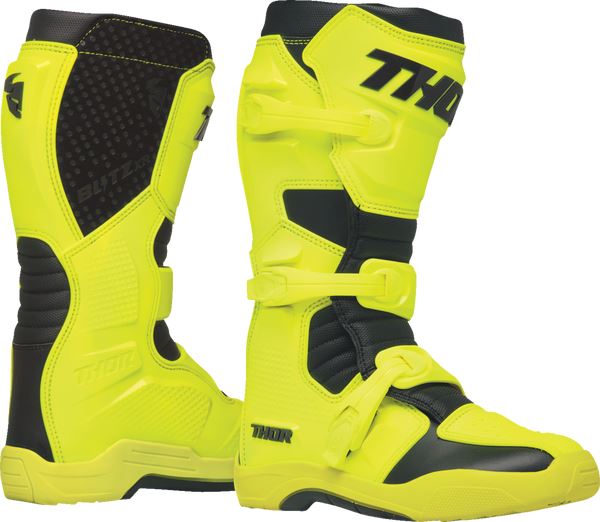 Thor 2024 Youth Blitz XR Acid Black Motocross Boots