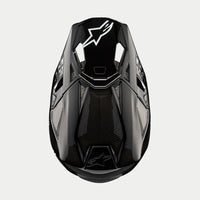 Alpinestars 2024 Supertech SM10 Solid Black Glossy Carbon Motocross Helmet