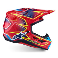 Alpinestars 2027 S-M7 Cast MX Helmet Red Yellow Fluo Blue