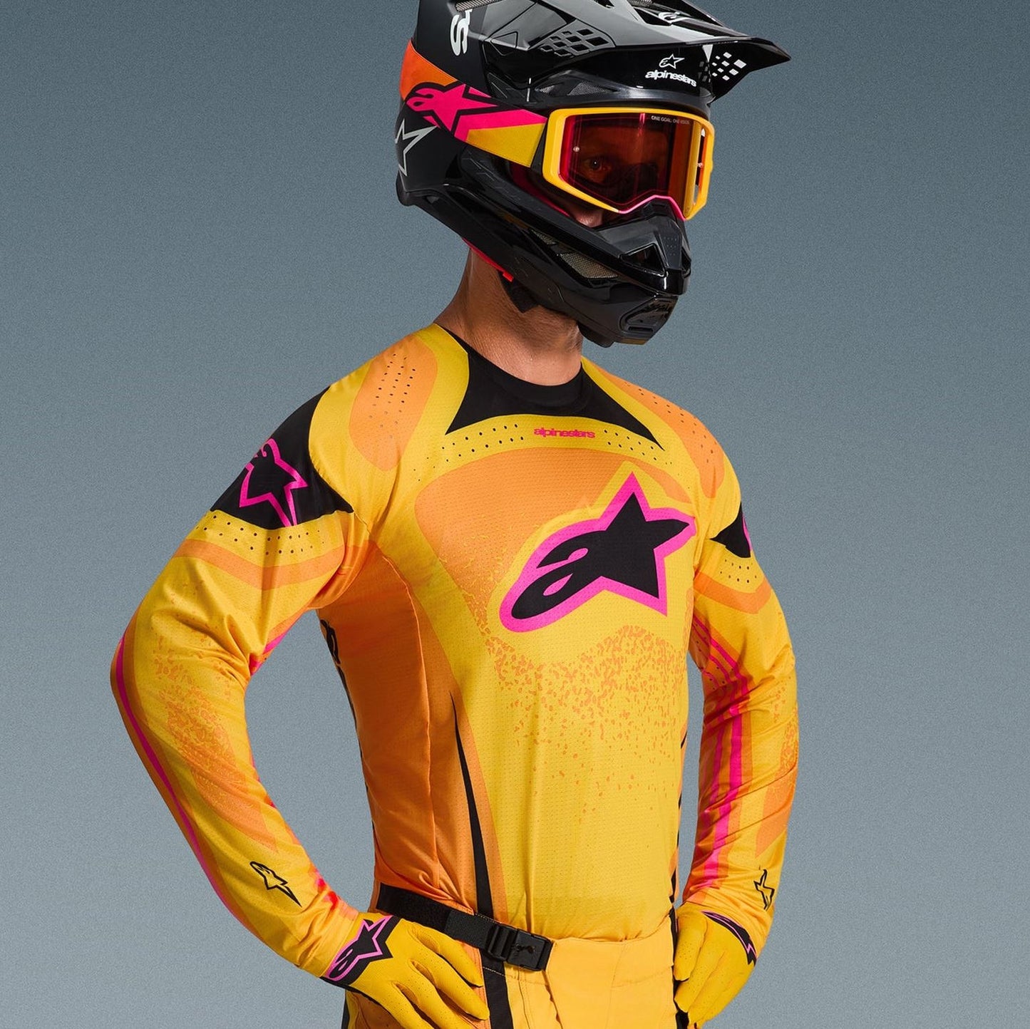 Alpinestars 2026 Techstar Nomur Motocross Jersey Orange Yellow Pink