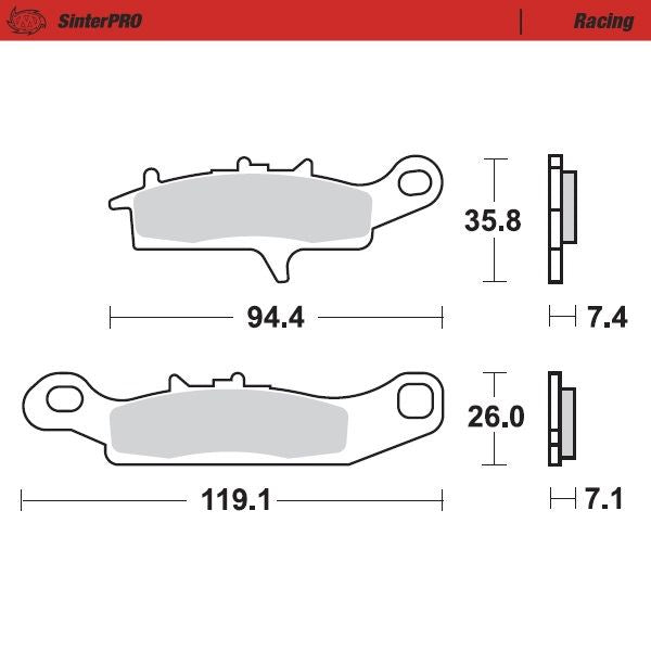 Moto-Master Front Left Pro Racing Sintered Brake Pads For Kawasaki KVF 650 Brute Force4x4 2005-2013