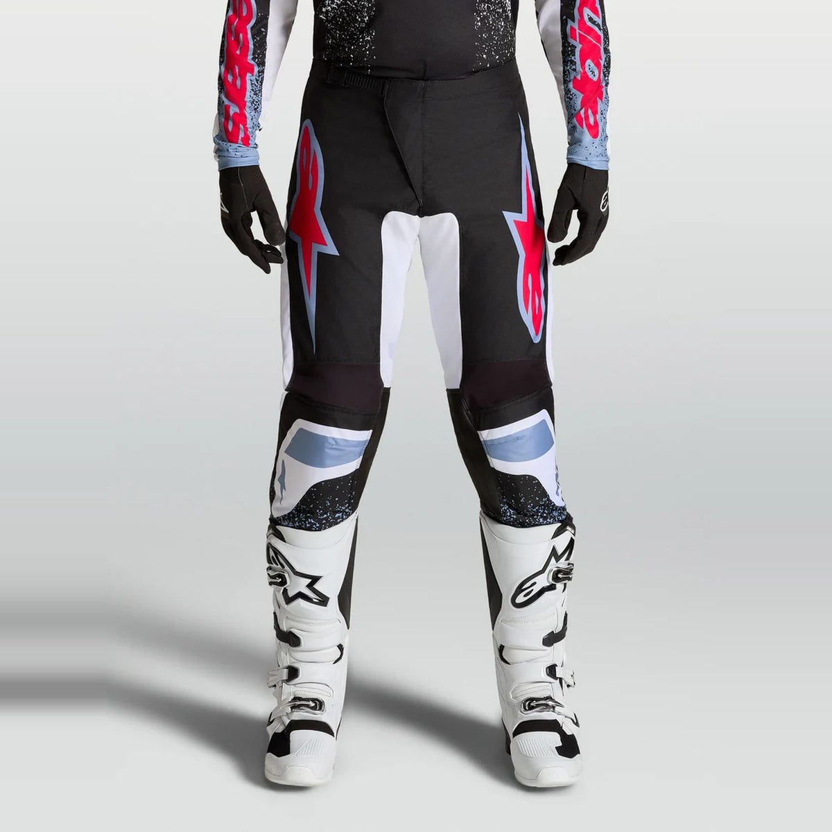 Alpinestars 2027 Fluid Drag MX Pants Black White Light Blue Red Fluo