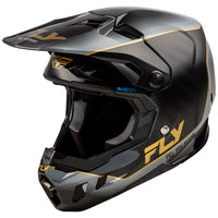 Fly Racing 2025 Formula CC Underglow Motocross Helmet Black Grey Gold
