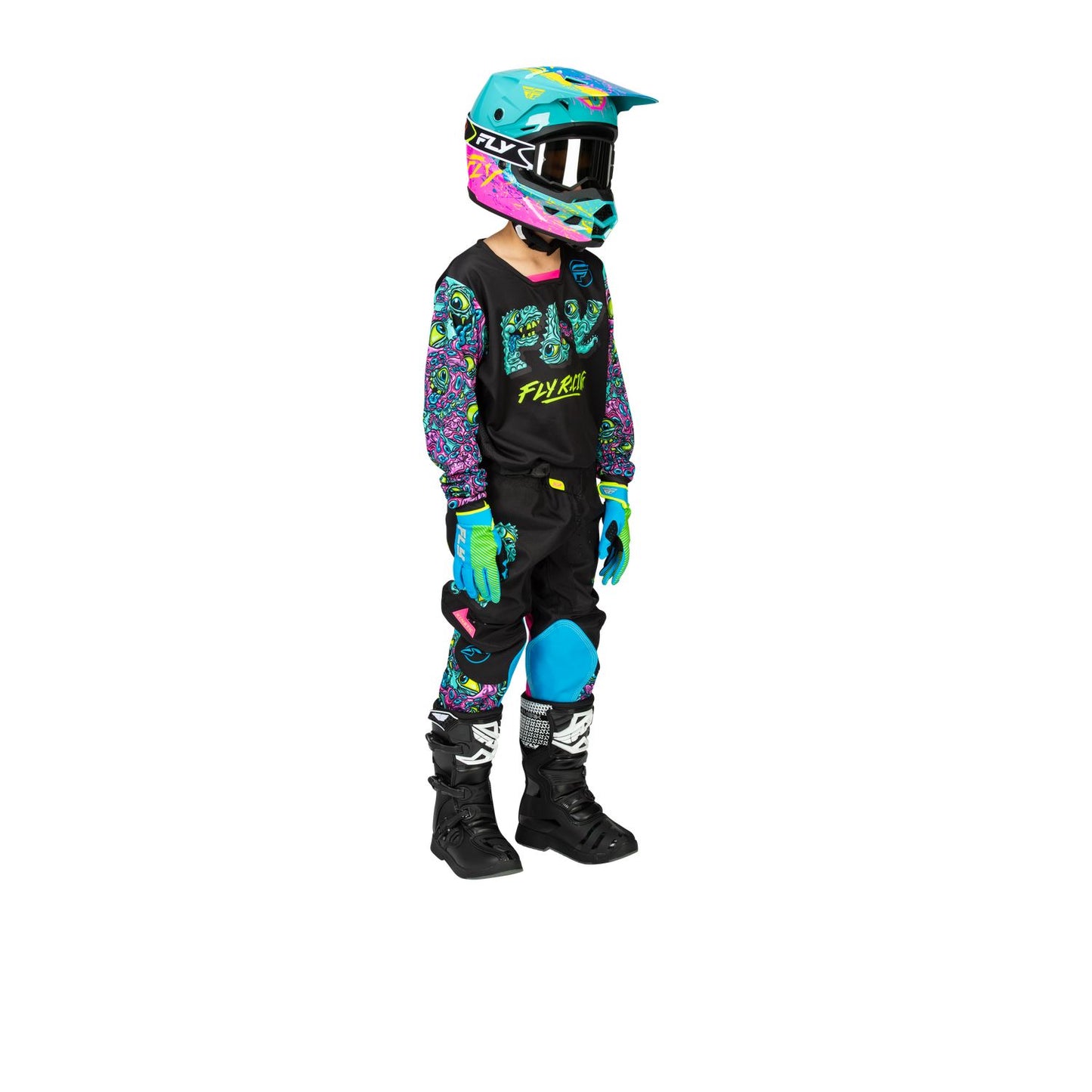 Fly Racing 2026 Motocross Combo Kit Kinetic Mutant Youth  Black Multi