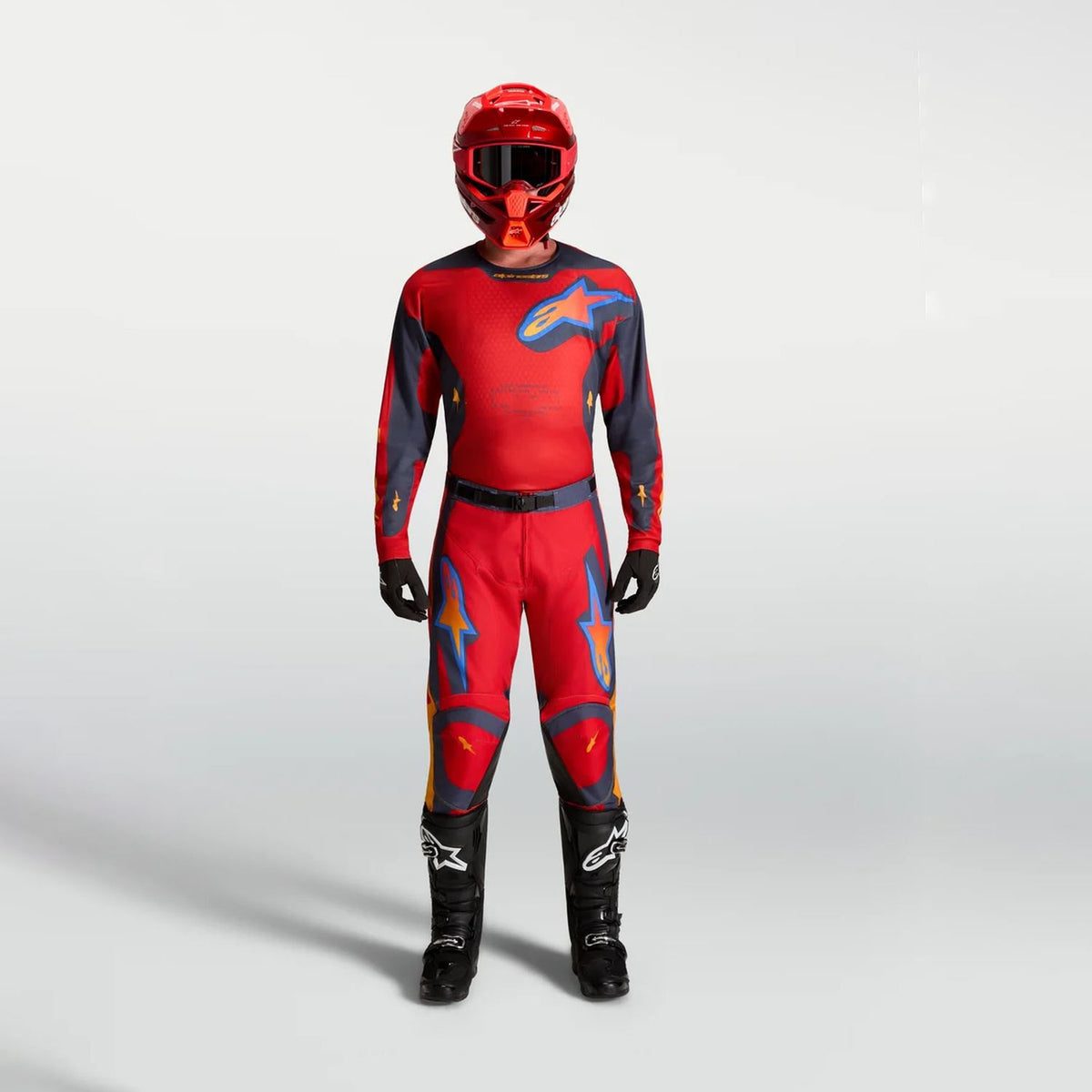 Alpinestars 2027 Racer Hunt MX Combo Kit Fire Red Graystone Hot Coral