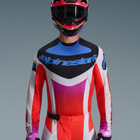 Alpinestars 2026 Techstar Knif Motocross Jersey Light Grey Orange Flo Black