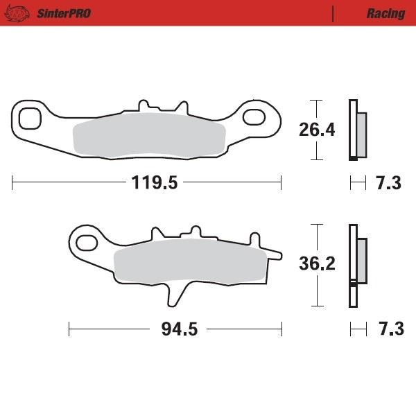 Moto-Master Front Left Pro Racing Sintered Brake Pads For Kawasaki KX 100 1997-2021