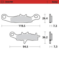 Moto-Master Front Left Pro Racing Sintered Brake Pads For Kawasaki KX 80 Big Wheels 1997-2000