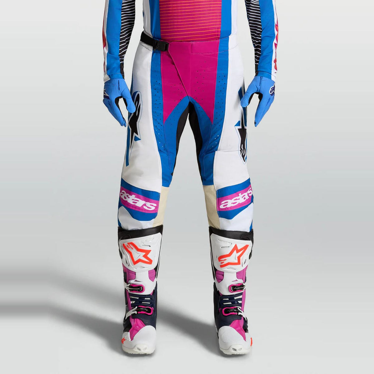 Alpinestars 2027 Techstar Maven MX Pants White Hot Coral Blithe Blue