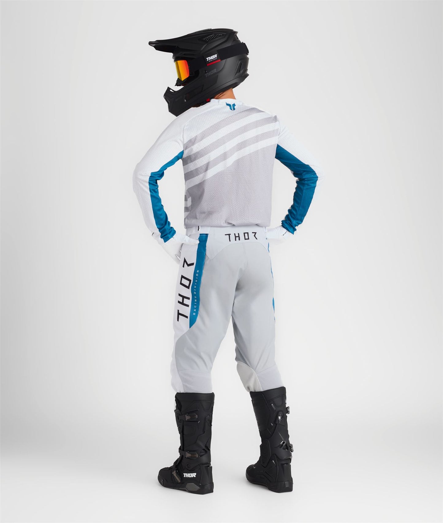Thor 2025 Motocross Combo Kit Launchmode Vented Raid White Grey