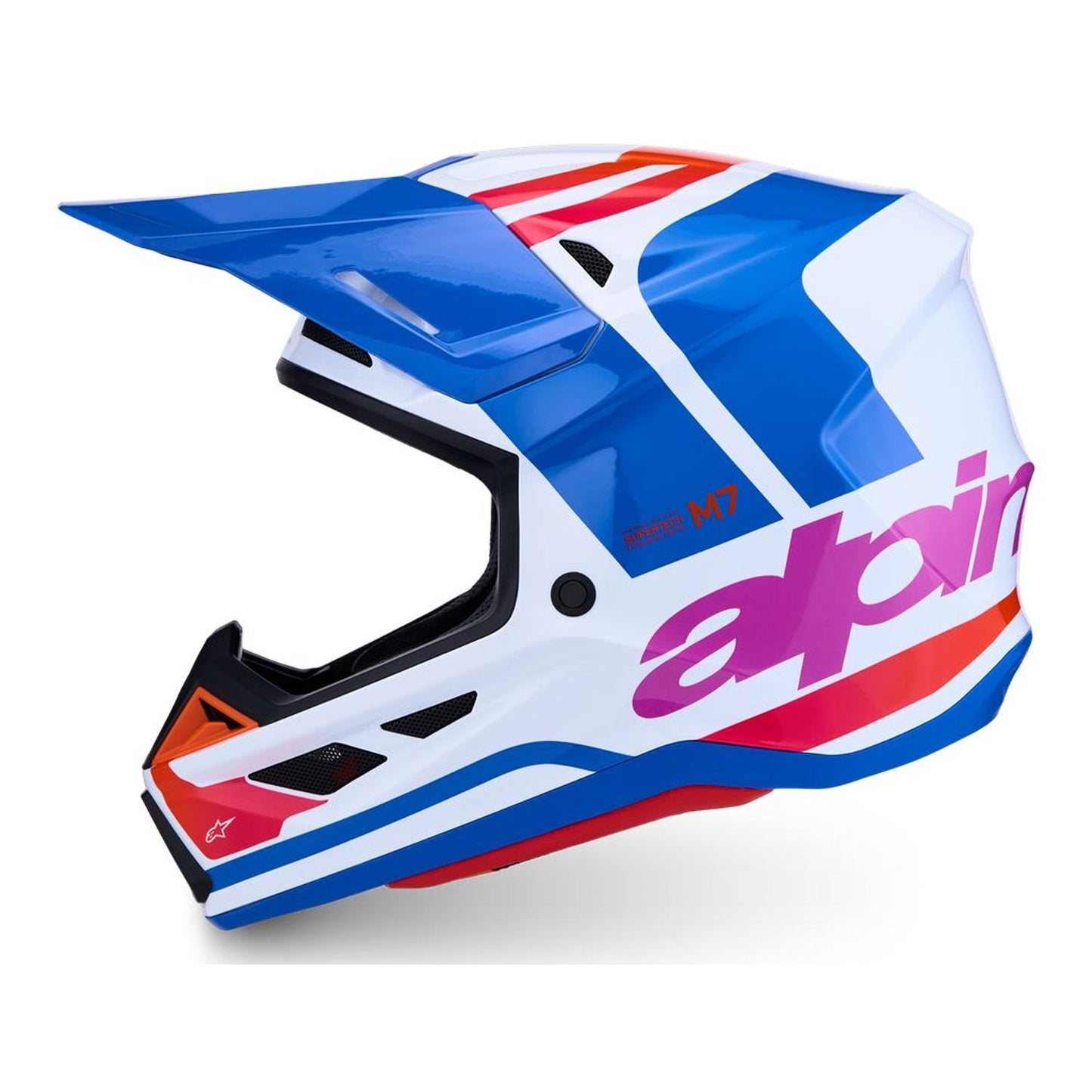 Alpinestars 2027 S-M7 Core MX Helmet White Blue Orange Pink