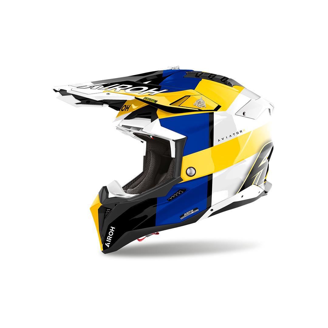Airoh 2025 Helmet Aviator 3 Monarch Blue Yellow Gloss