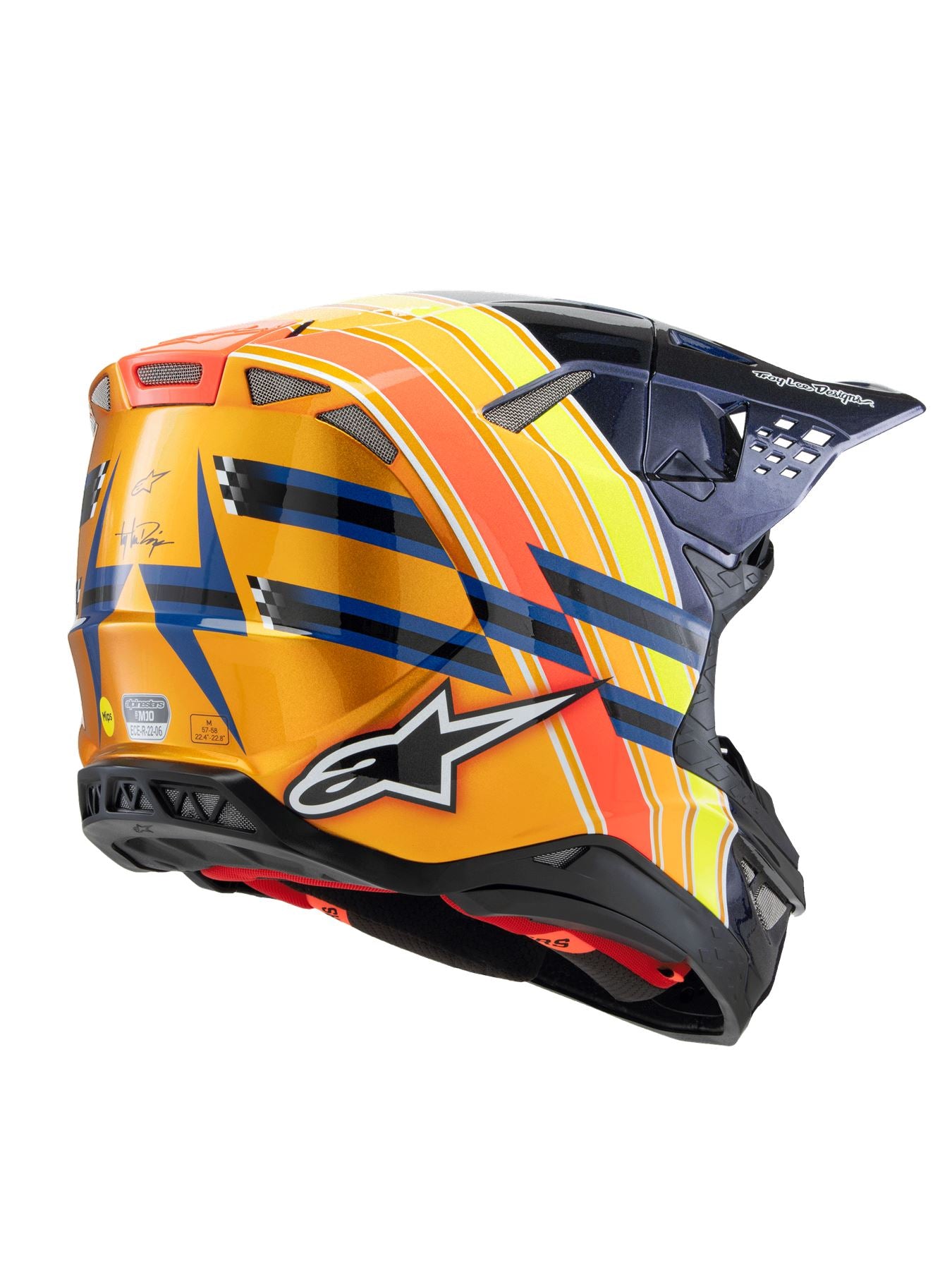 Alpinestars 2026 TLD LImited Edition SM10 Motocross Helmet Dark Blue Orange Yellow Fluo Red Gloss