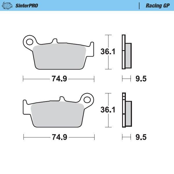 Moto-Master Rear Pro Racing GP Sintered Brake Pads For Kawasaki KX 500 1995-2004