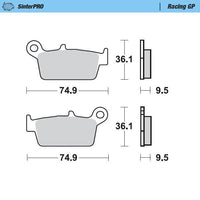 Moto-Master Rear Pro Racing GP Sintered Brake Pads For TM Racing MX 300 (2T) 2001-2004