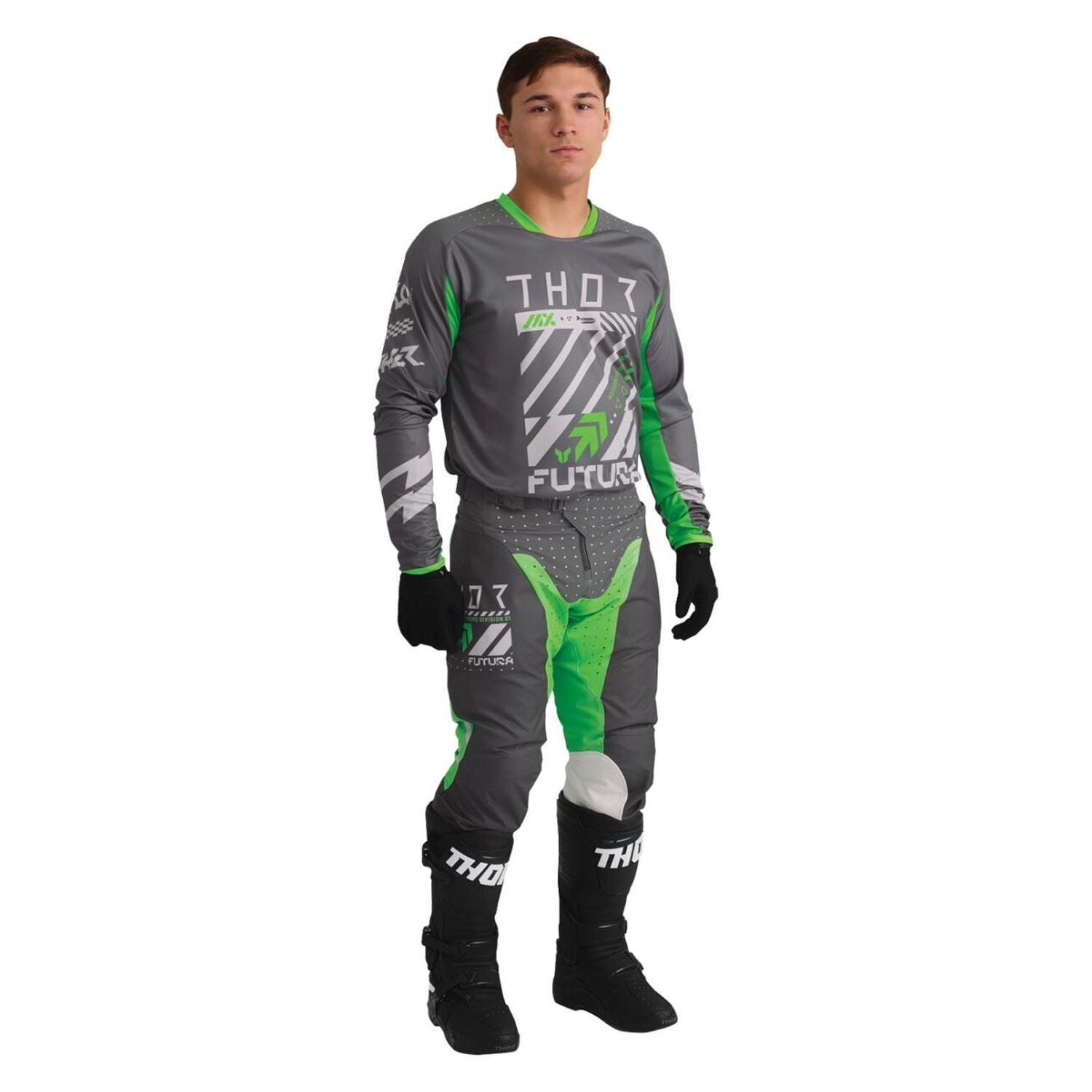 Thor 2026 Launchmode Futura Charcoal Green MX Combo Kit