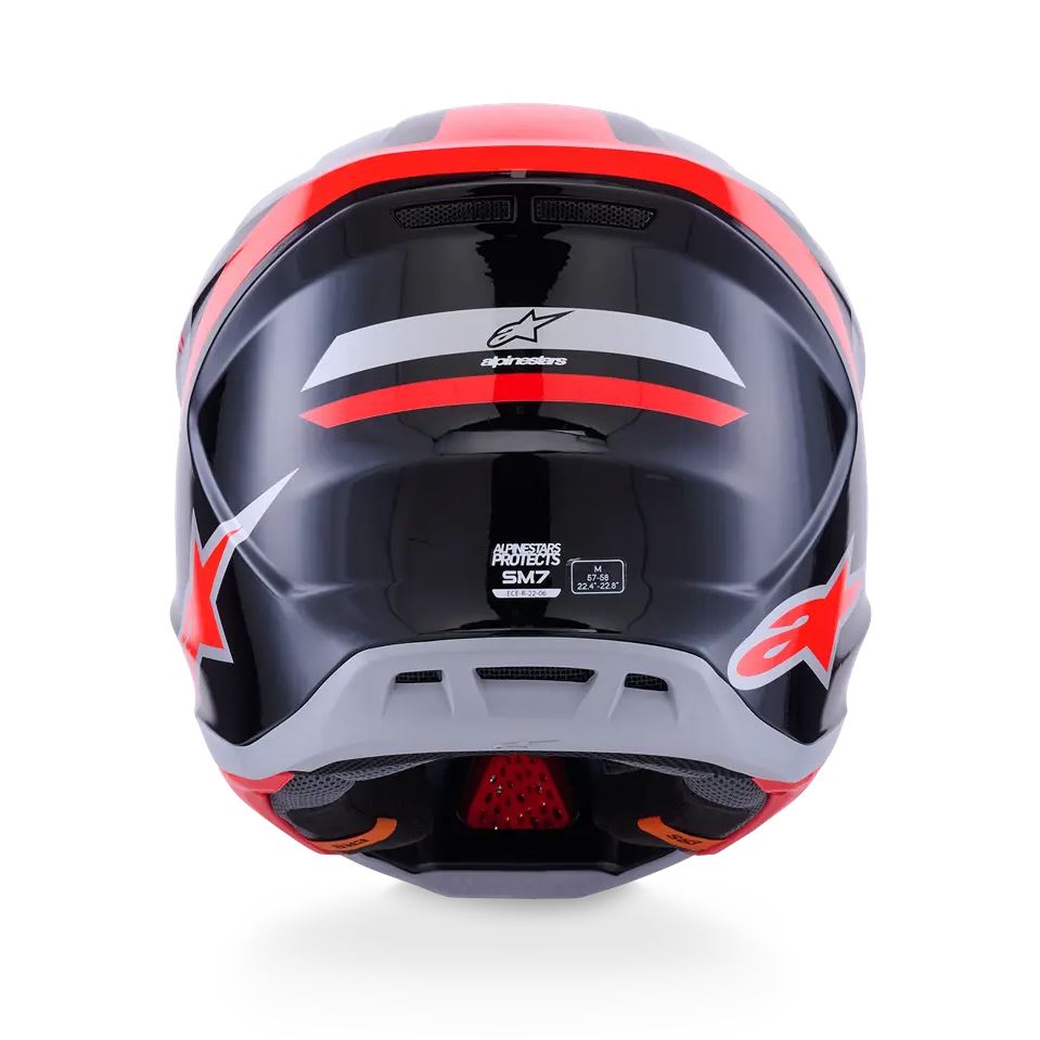 Alpinestars 2026 SM7 Rise Motocross Helmet Black Silver Red Flo