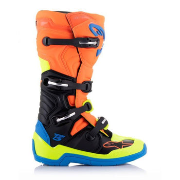 Alpinestars 2026 Tech 5 Motocross Boots Orange Fluo Enamel Blue Yellow Fluo