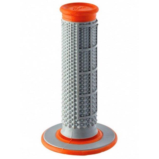 Renthal Dual Compound Tapered Half Waffle Grips Grey Orange MX Enduro