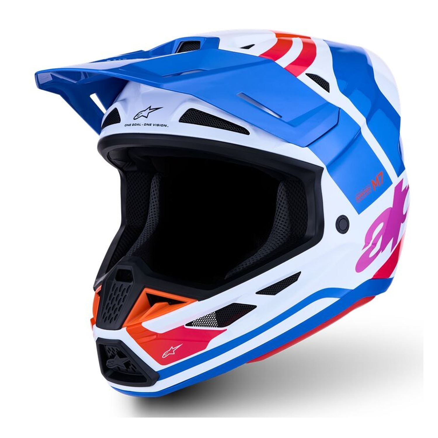Alpinestars 2027 S-M7 Core MX Helmet White Blue Orange Pink