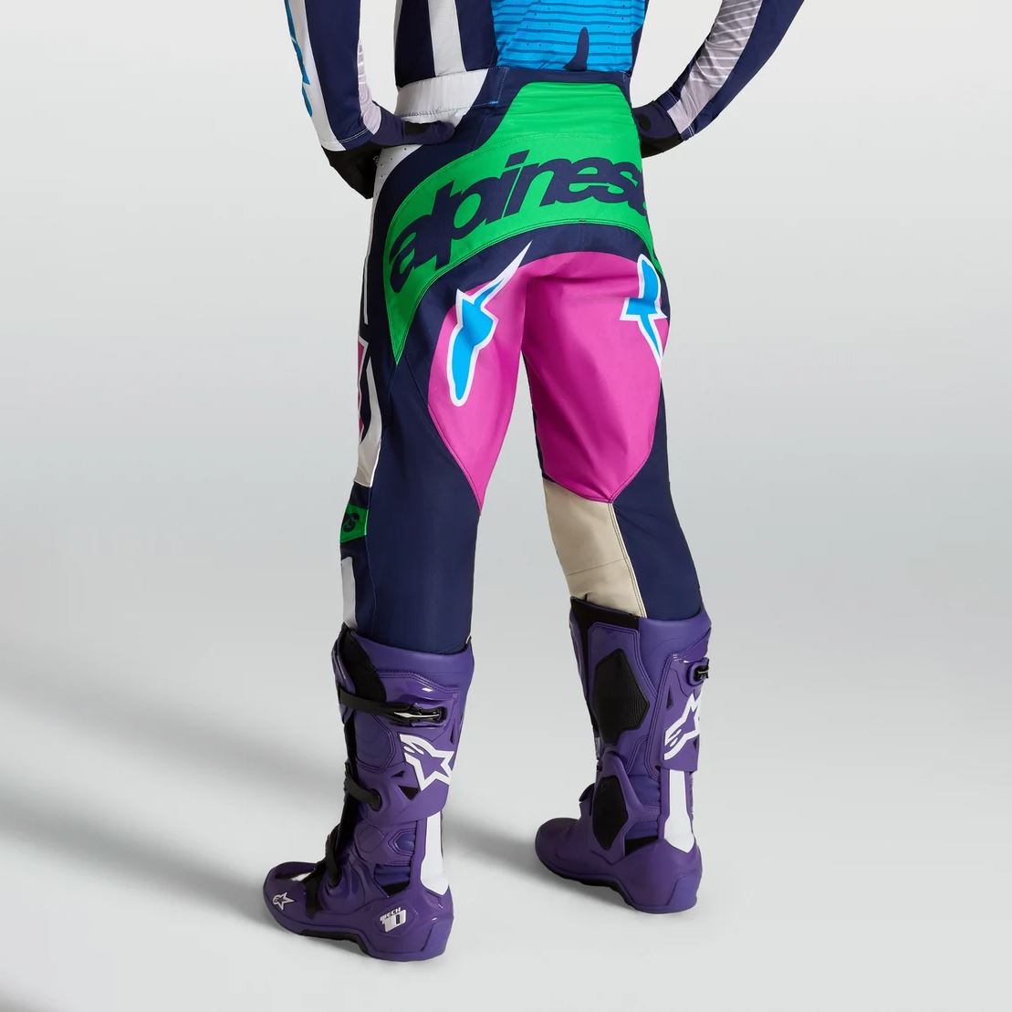 Alpinestars 2027 Techstar Maven MX Pants White Blithe Blue Green Fluo