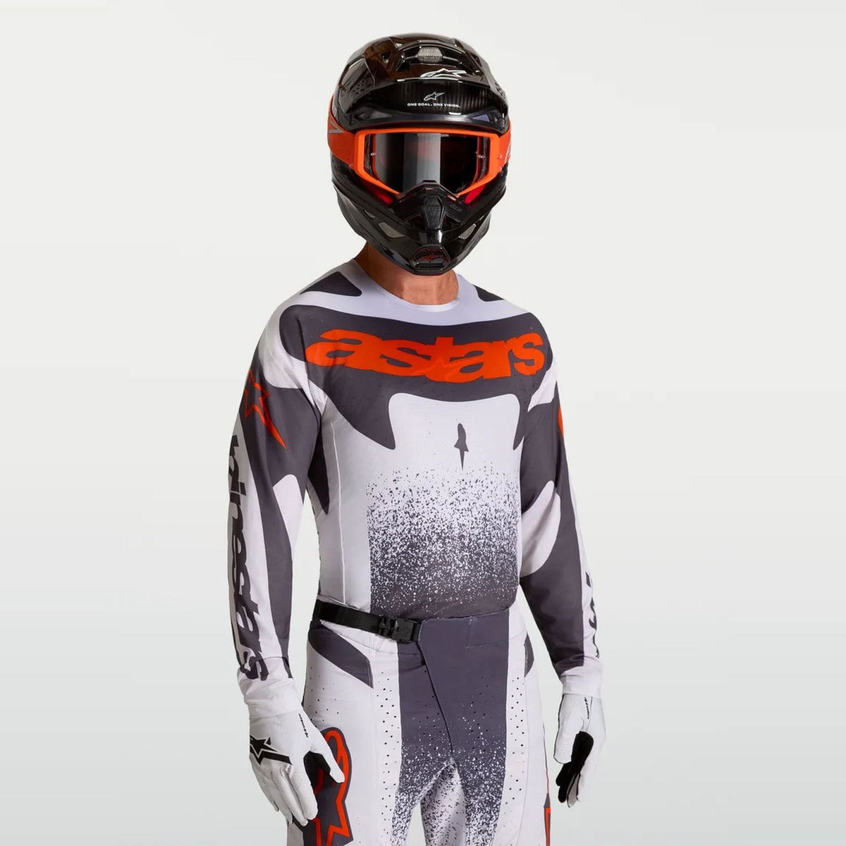 Alpinestars 2027 Techstar Swan MX Jersey Light Lilac Dark Gray Red Fluo