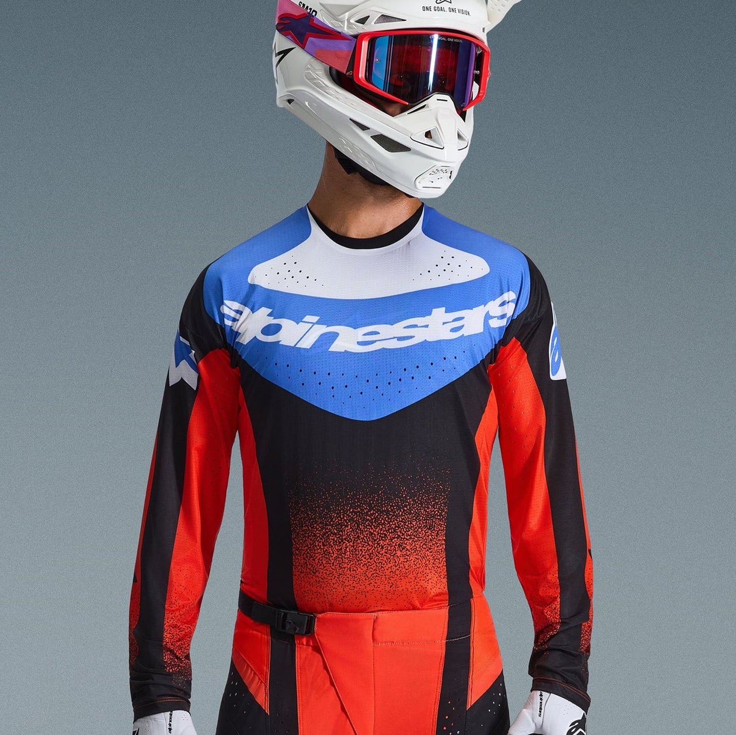 Alpinestars 2026 Techstar Knif Motocross Jersey Orange Black Ucla Blue
