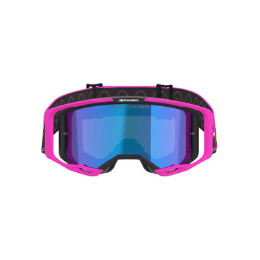 Alpinestars 2026 Vision 8 Vista Motocross Goggles Pink Flo Yellow Flo Mirror Blue One Size