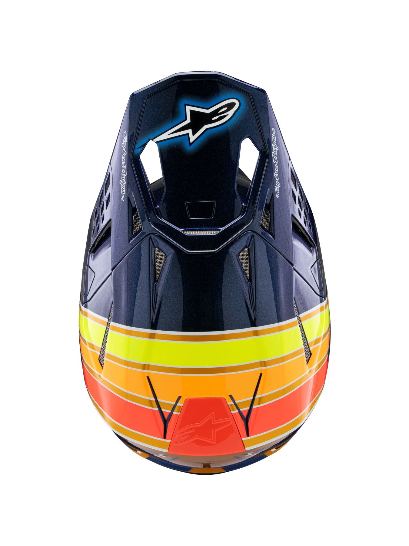 Alpinestars 2026 TLD LImited Edition SM10 Motocross Helmet Dark Blue Orange Yellow Fluo Red Gloss