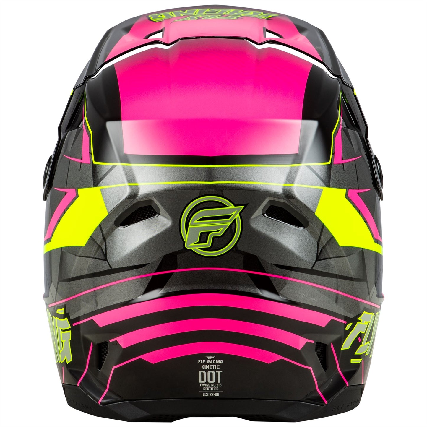 Fly Racing 2025 Youth Kinetic Scorched Motocross Helmet Neon Pink Hi-Viz Black Youth