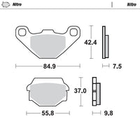 Moto-Master Rear Nitro Sintered Brake Pads For Kawasaki KLR 650 1989-2007