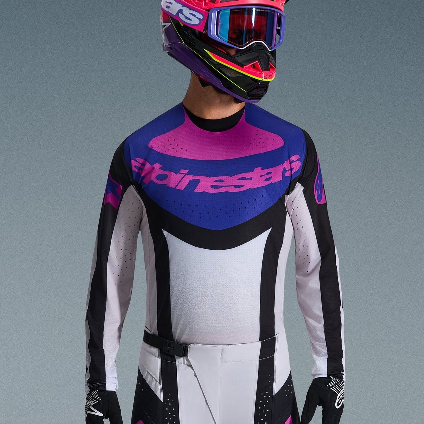 Alpinestars 2026 Techstar Knif Motocross Jersey Black Light Grey Purple