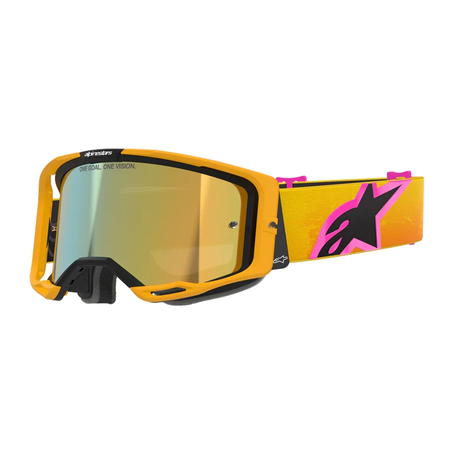 Alpinestars 2026 Vision 8 Corp Motocross Goggles Orange Yellow Pink Mirror Gold One Size